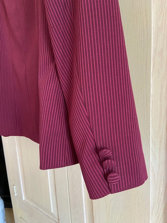 Vintage 80s 90s | Burgundy Striped Blazer | Size … - image 7