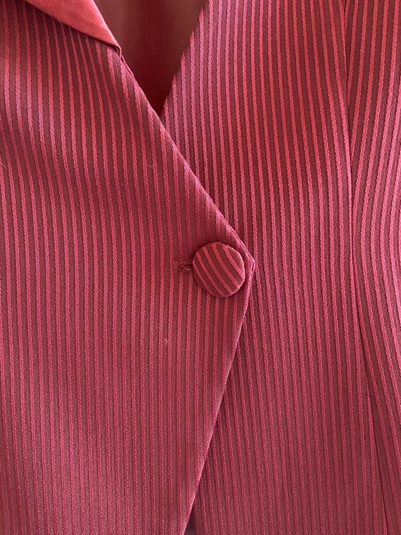 Vintage 80s 90s | Burgundy Striped Blazer | Size … - image 4