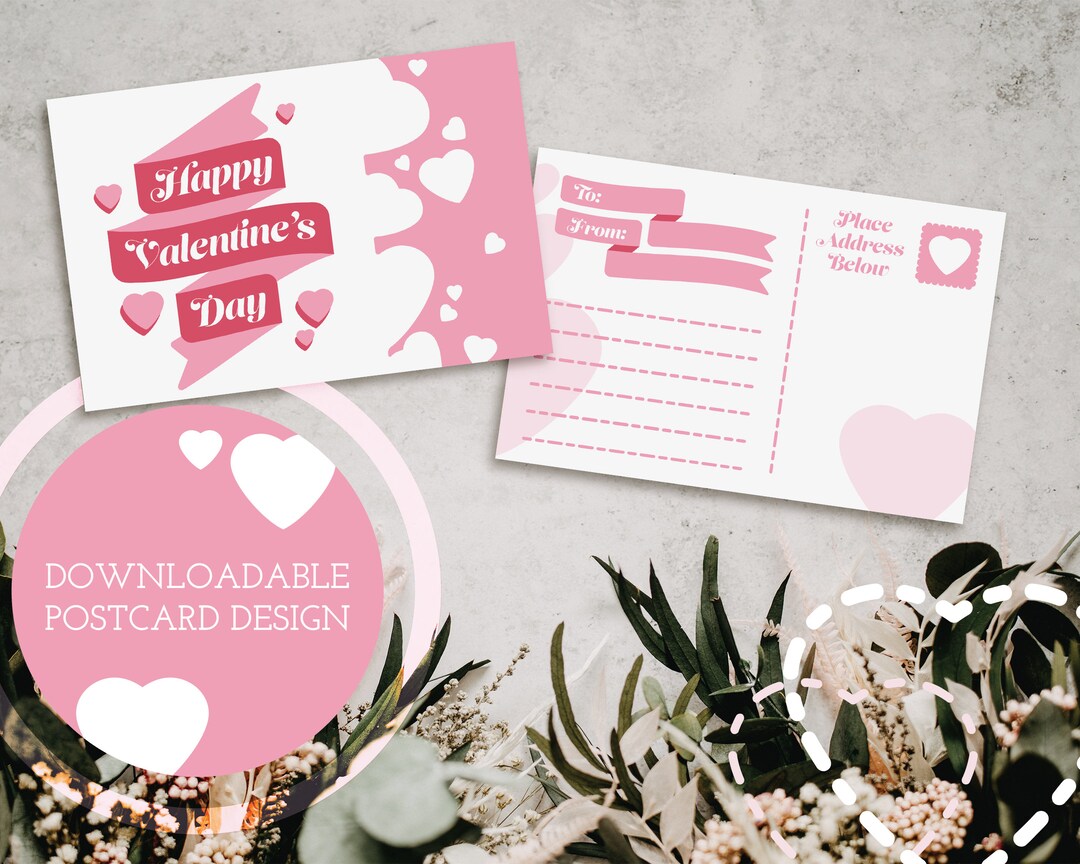Pink Printable Valentine's Day Card / Greeting Card / - Etsy