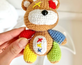 Handmade Crochet Gloomy Bear, Bearbrick Keychain Charm, Backpack Charm
