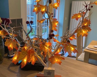 Personalised Autumn Decoration | Maple Leaf | 20 Autumn Leaf Lights | Luxury Fall Flashing Lights