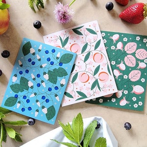 Greeting Cards Set of 9 Fruit Floral - A6 Blank Notecards Postcards