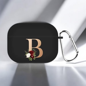 Funda personalizada con letras para AirPods: funda minimalista negra para AirPods Pro 2/3/1/2. Estuche personalizado para auriculares Bluetooth, regalo para él y ella.