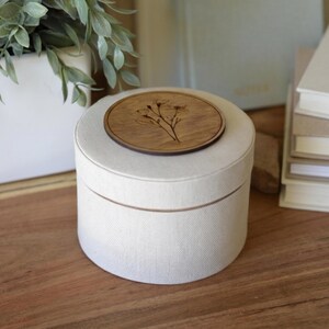 Classic Neutral Decor and Keepsake Box - Handmade, Fabric-Wrapped Box with Interchangeable Toppers
