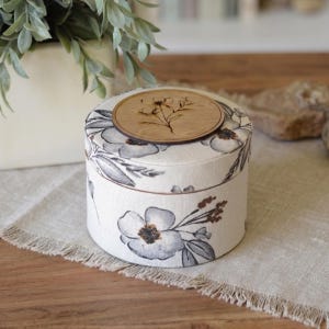 Floral Decor & Keepsake Box - Handmade, Fabric-Wrapped Box with Interchangeable Toppers