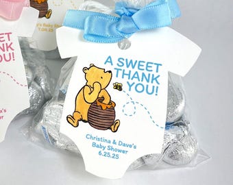 Classic Winnie the Pooh Baby Shower Favor Tag Personalized Onesie Gift Tag Sweet Thank You Baby Sprinkle Party Favor Gender Reveal WP1