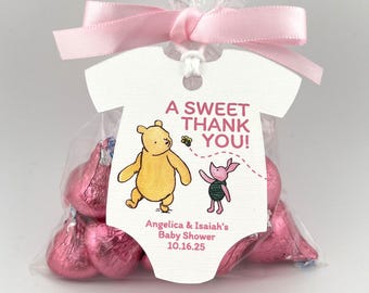 Classic Winnie the Pooh & Piglet Baby Shower Favor Tag Personalized Onesie Gift Tag A Sweet Thank You Baby Sprinkle Favor Gender Reveal WP1
