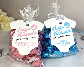 Hugs & Kisses Onesie Personalized Baby Shower Favor Tags Baby Girl Custom Gift Tags Baby Boy Baby Shower Favor Tag