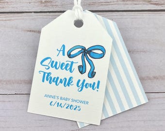 A Sweet Thank You Bow Personalized Baby Shower Favor Tags Custom Gift Tag Baby Girl Baby Boy Gender Neutral, Gender Reveal BOW1