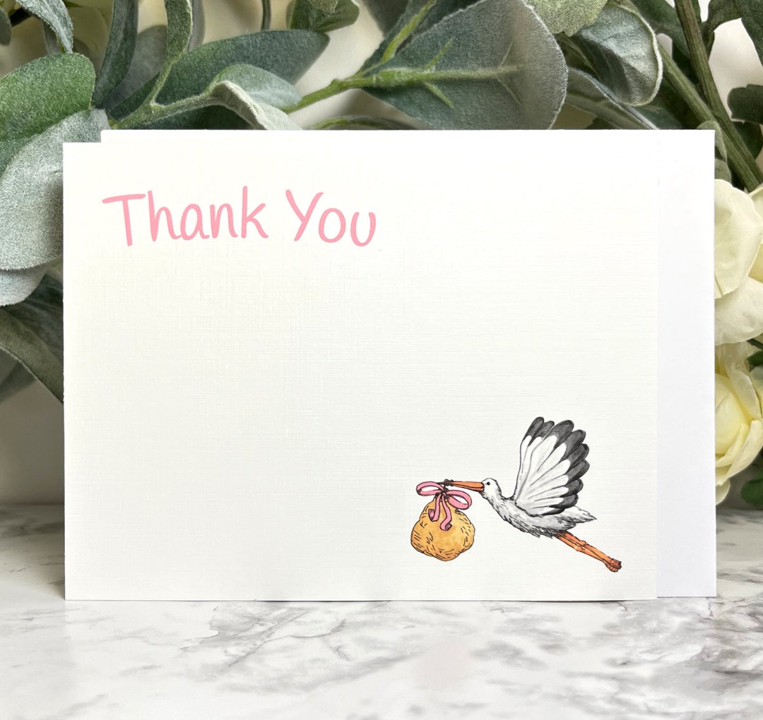 Stork Baby Shower Thank You Cards Baby Announcement Thank You Cards