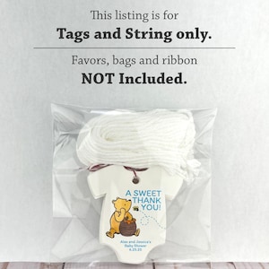 Classic Winnie the Pooh Baby Shower Personalized Onesie Favor Tags Baby Girl Custom Gift Tags Baby Boy A Sweet Thank You Infant Bodysuit Tag