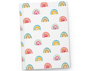 Rainbows Hardcover Journal with Ruled Line Matte Hardcover Journal Rainbow Gift for Her Journal Gift for Him Gift for Kids Office Gift