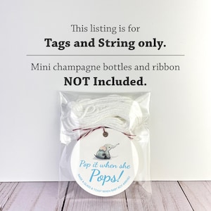 Pop It When She Pops Personalized Baby Shower Mini Champagne Bottle Favor Tag Prosecco Elephant Gift Tag Custom Baby Shower Gift Tag