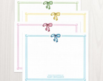 Personalized Baby Shower Note Cards with Bow Baby Shower Thank You Cards and Envelopes Custom Stationery Set BOW1
