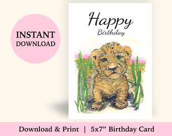 Biglietti Di Compleanno Per Bambini Con Leone Ruggente - Tema Giungla, 150x150mm, 280g/m², Con Busta