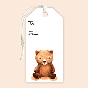 Baby Bear Gift Tags, Baby Shower Gift Tags, Kids Birthday Gift Tags with To and From