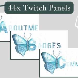 44x Painéis Twitch Azul Borboleta Stream Animal Design