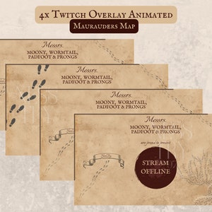 Twitch Stream Overlay Magic Map Wizard Animated + Offline Banner || Digitale download (RAR)!