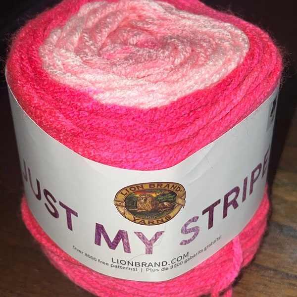 Yarn Destashing!! Lion Brand “Just my Stripe” DISCONTINUED in COTTON CANDY