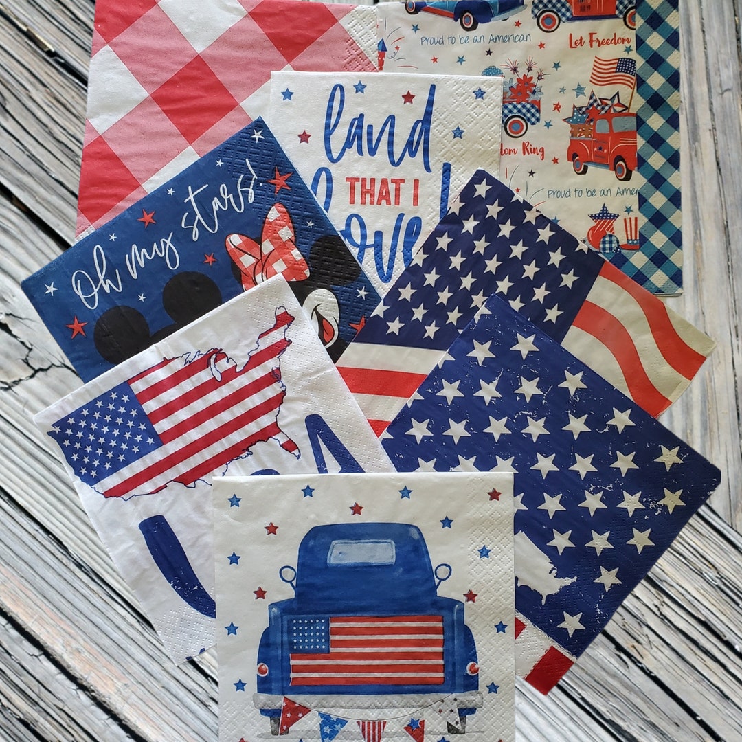 Napkin Bundle, 4th of July Napkin Bundle for Decoupage, Patriotic