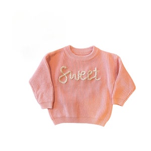 Infant Embroidered Sweater, Baby Name Sweater, Custom Hand Embroidered, Baby Sweater, Valentine Gift  *can be recreated in your babies size!