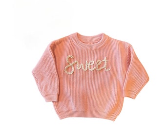 Infant Embroidered Sweater, Baby Name Sweater, Custom Hand Embroidered, Baby Sweater, Valentine Gift  *can be recreated in your babies size!