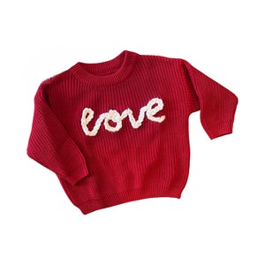 Infant Embroidered Sweater, Baby Name Sweater, Custom Hand Embroidered, Baby Sweater, Valentine Gift *can be created in your toddler’s size!
