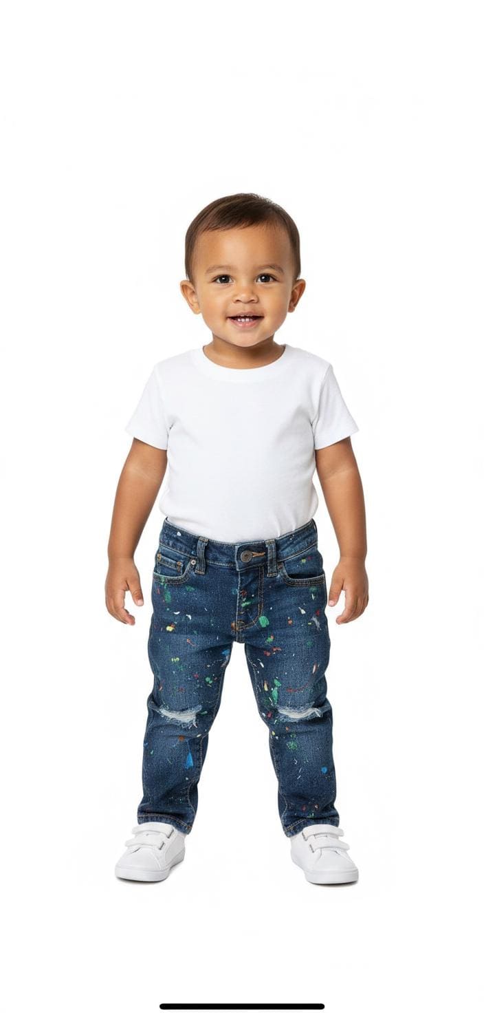 Hand Painted Toddler Jeans - Splatter Graffiti Denim, Size 4T