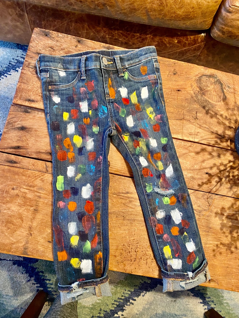 Splatter Paint Jeans Custom Painted Jeans Painted Denim Etsy