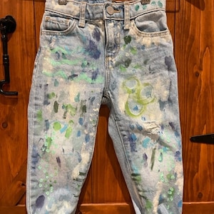 Hand-Painted Unisex Toddler Jeans Size 3T *style can be re-created for your toddler!*