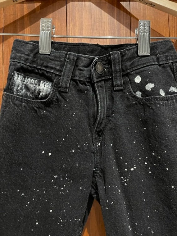 Hand Painted Black White splatter Toddler Jeans Size 4T