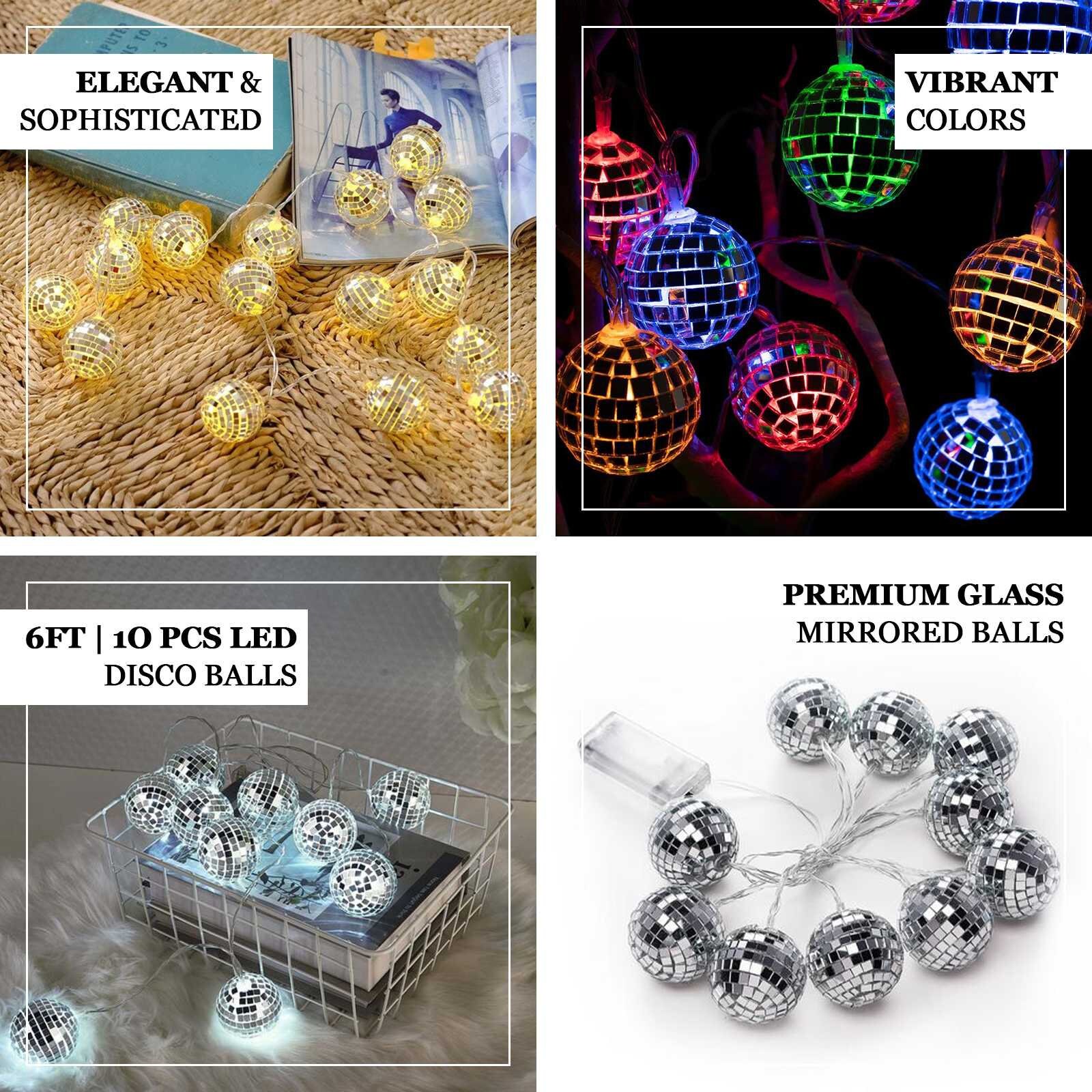 6FT LED Disco Mirror Ball String Lights Battery Operated Etsy