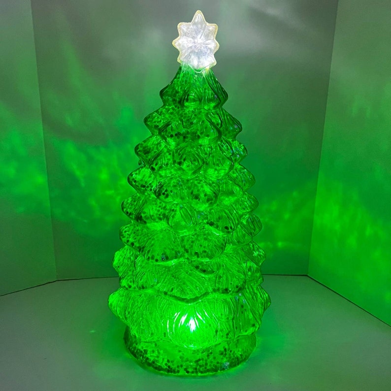 Vintage Green white Blow Mold Christmas Tree Lights plays Etsy