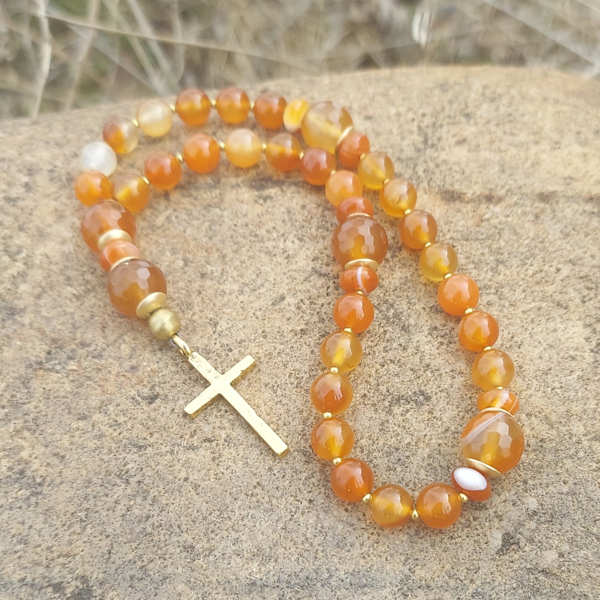 Anglican Rosary Made With Natural Carnelian Stone Beads, Christian ...