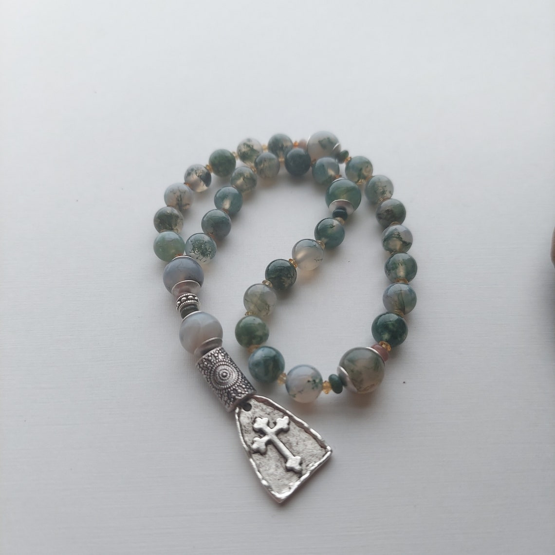 Handmade Gemstone Anglican Rosary / Prayer Beads / Moss Agate - Etsy