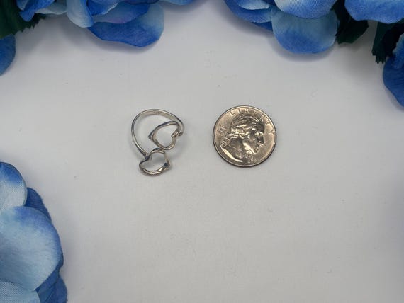 Adjustable Double Heart Ring. Sterling Silver - image 2