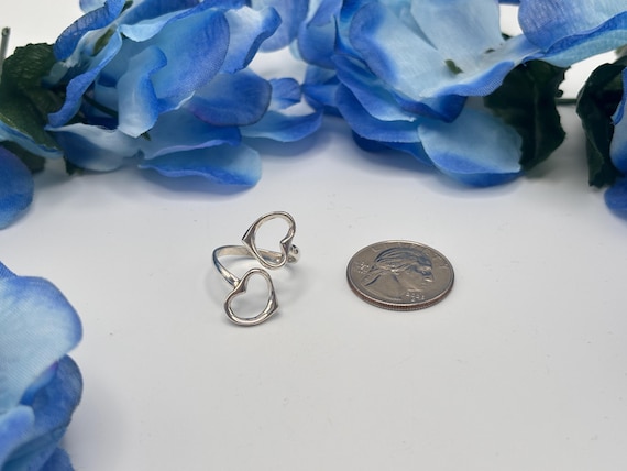Adjustable Double Heart Ring. Sterling Silver - image 1