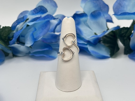 Adjustable Double Heart Ring. Sterling Silver - image 3