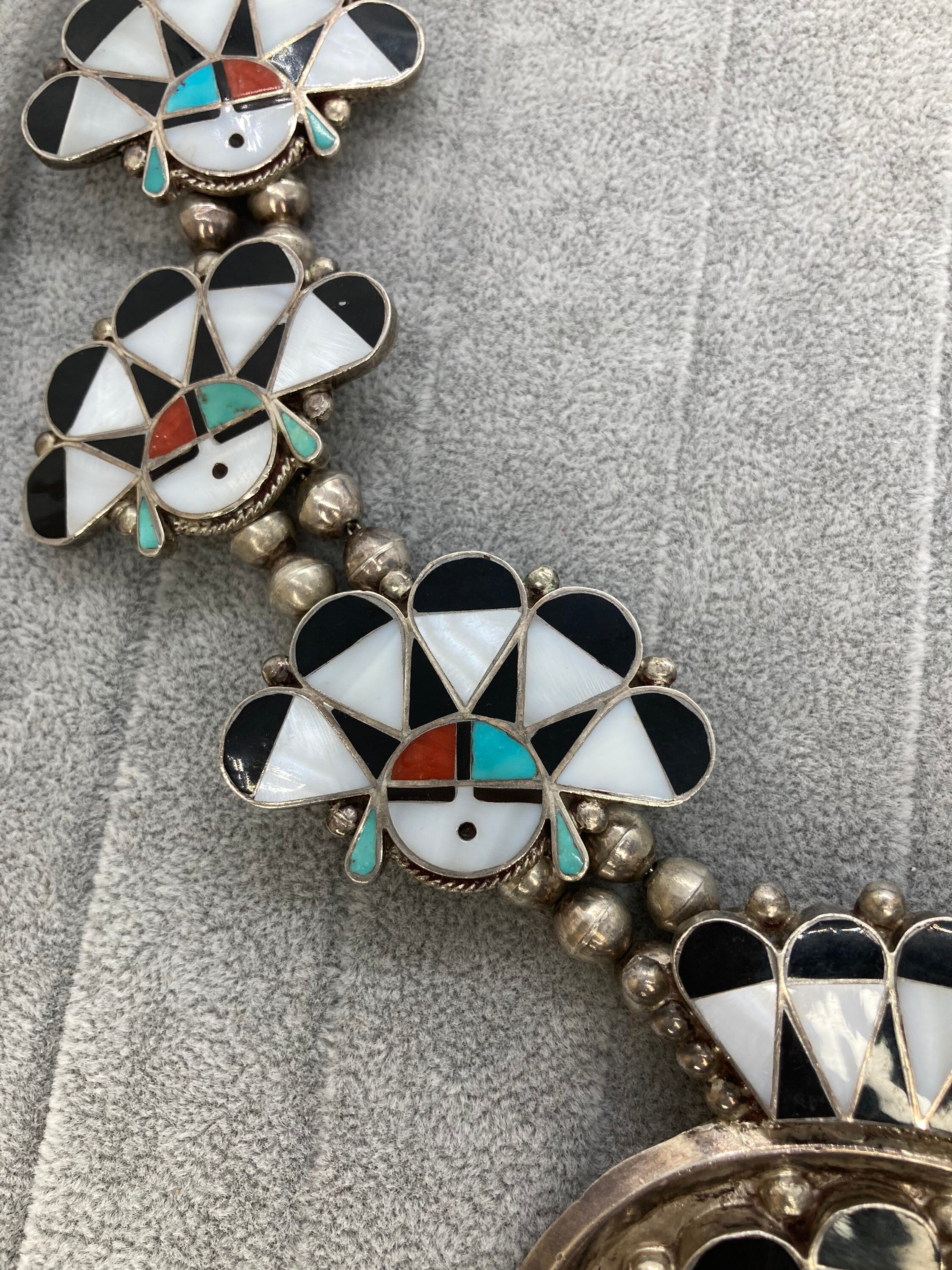 Vintage Zuni Squash Blossom Native American Necklace. Etsy