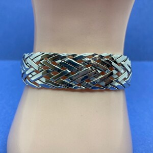 Sterling silver braided cuff bracelet. Handmade Artisanal work. Perfect gift for any occasion.  21.7 g. Handmade New