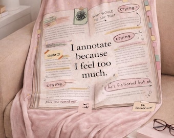 Anoto porque siento demasiado Manta, Manta para amantes de los libros, Regalo para lectores de contenido erótico, Manta para amantes de los libros anotada, Manta acogedora para leer