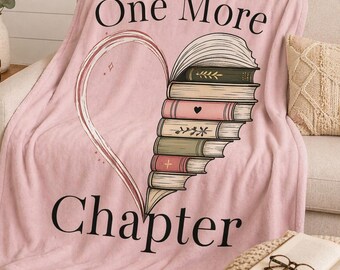 Manta para amantes de los libros, manta "Un capítulo más", manta acogedora para leer, regalo para amantes de los libros, manta decorativa para lectores, regalo para lectores, estética rosa