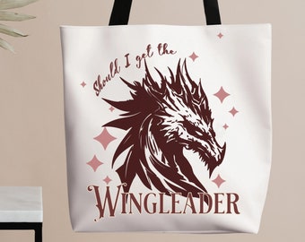 Bolsa de mano Wingleader, bolsa de mano con dragón, regalo para amantes de los libros de fantasía, bolsa de romance, bolsa de fantasía juvenil, bolsa de estética literaria, bolsa de lona reutilizable