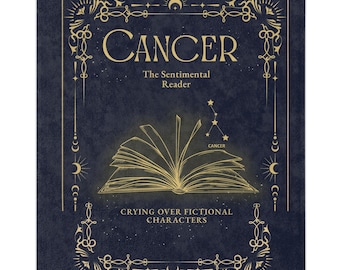 Manta del signo zodiacal Cáncer, manta de astrología, decoración astrológica para amantes de los libros, manta para leer el horóscopo, decoración de la Academia del Zodiaco, decoración para amantes de los libros, decoración del horóscopo