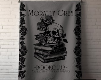 MORALLY Grey Booklover Blanket, Dark Romance run little mouse blanket, Dark Academia decor,Gothic romance home decor, smut reader merch,smut