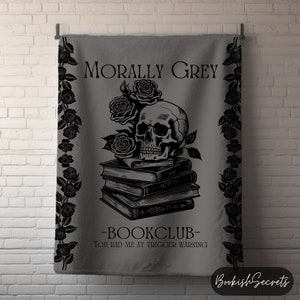 MORALLY Grey Booklover Blanket, Dark Romance run little mouse blanket, Dark Academia decor,Gothic romance home decor, smut reader merch,smut