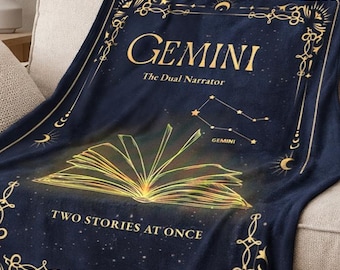 Manta astrológica de Géminis – Regalo para lectores de libros celestiales – Manta con constelación del zodiaco – Decoración de lectura fantástica