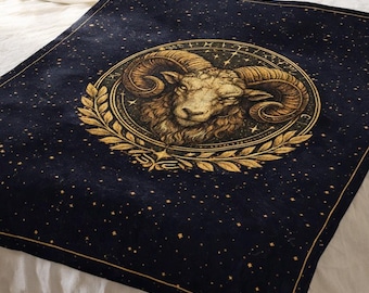 Manta del zodíaco Aries, manta astrológica, regalo de Aries, manta de constelación, manta del carnero celestial, decoración del horóscopo, cumpleaños de marzo y abril