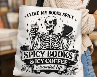 Bolsa Tote para Livros e Café, Bolsa Tote Apimenta "Eu Gosto dos Meus Livros", Presente Apimentado para Leitores, Bolsa Tote para Leitores de Romance Sombrio, Bolsa Tote para Amantes de Livros, Bolsa Tote Literária