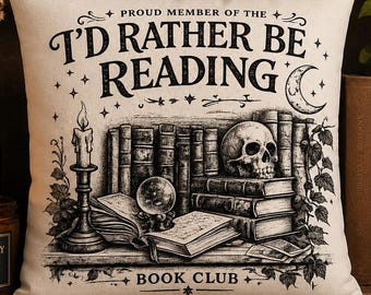 Rather Be Reading Pillow Cover, Book Lover Gift, Bookshelf Pillow Case, Reading Nook Decor, Book Club Cushion, Literary Home Decor